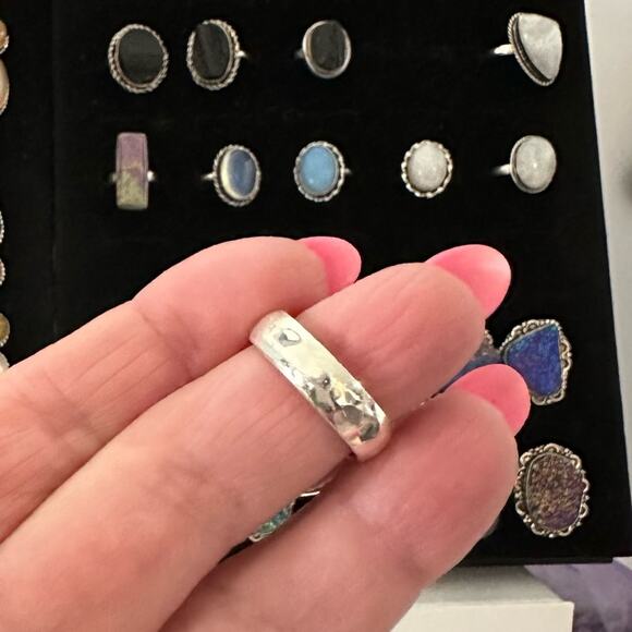 Green labradorite fire gemstone solid sterling silver substantial ring size 7.5 - Picture 9 of 9